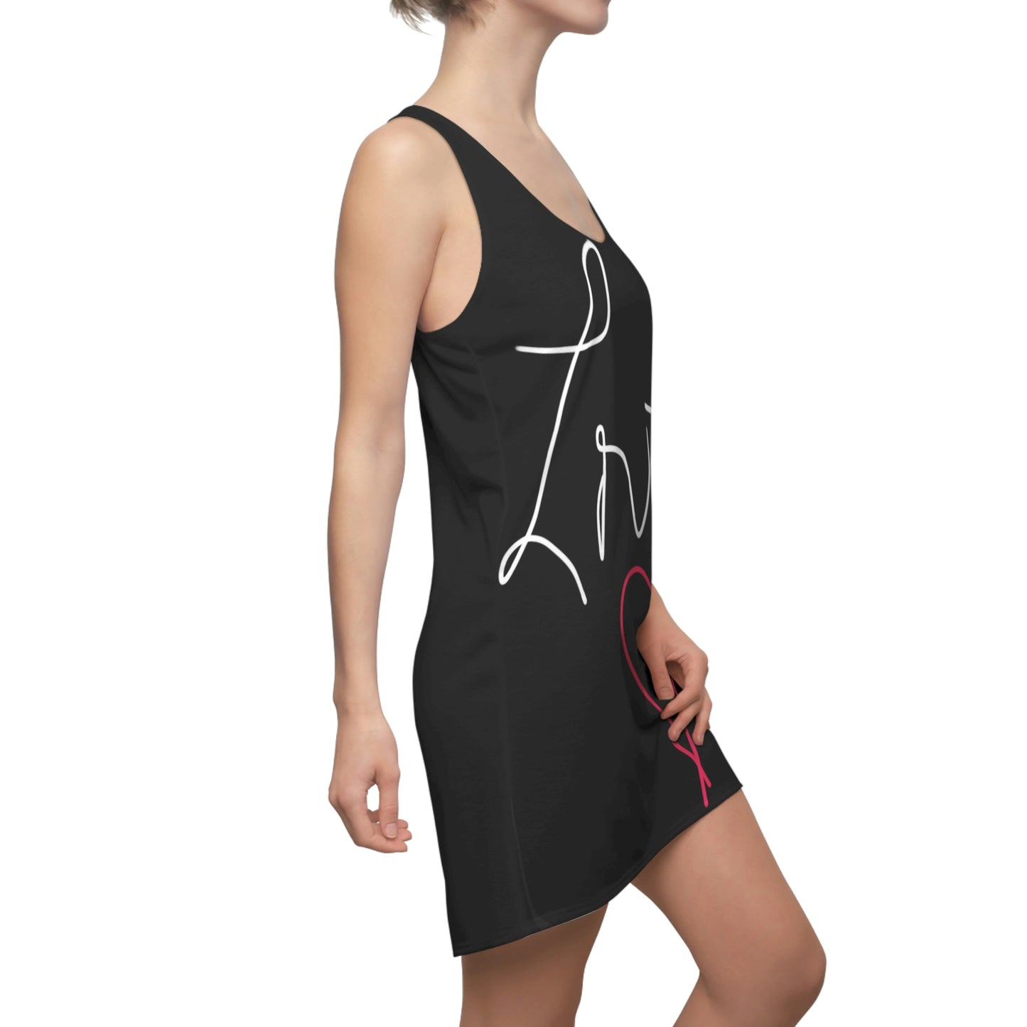 Love- Women's Cut & Sew Racerback Dress (AOP)- Black