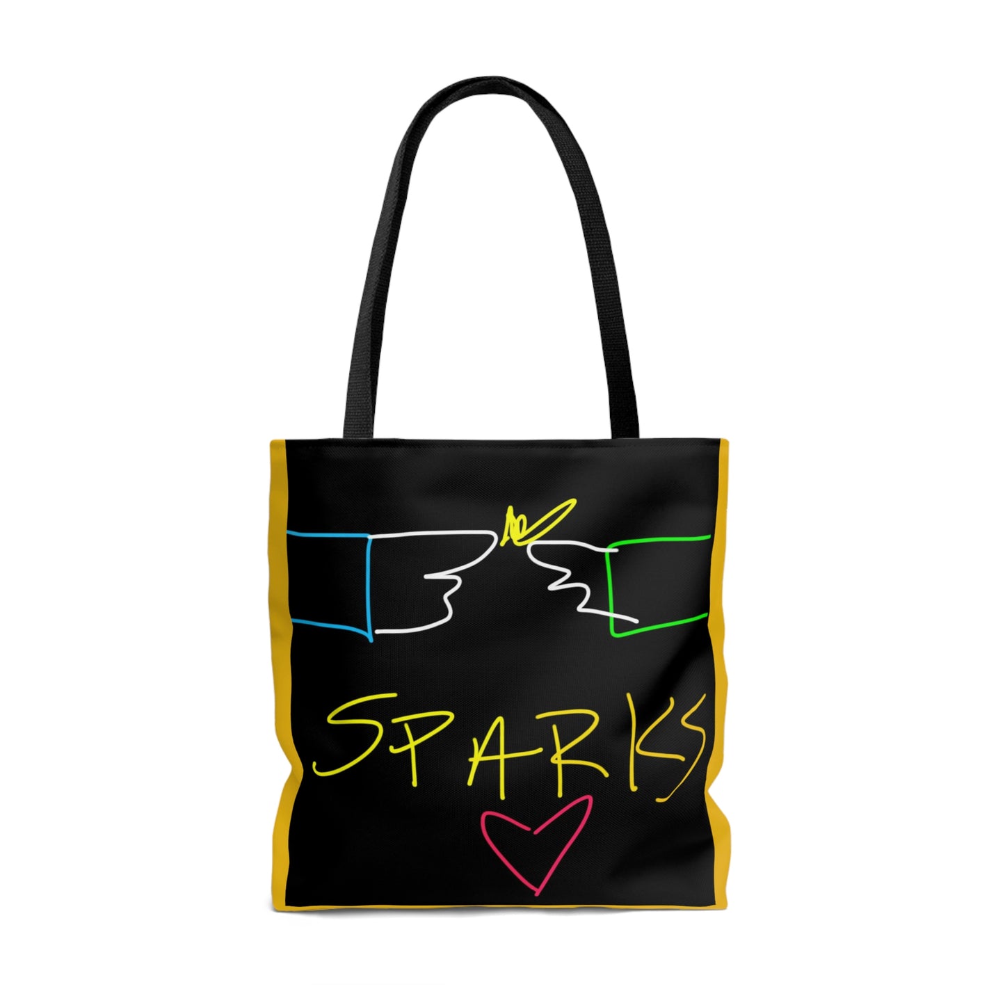 SPARKS- AOP Tote Bag- Black & Yellow