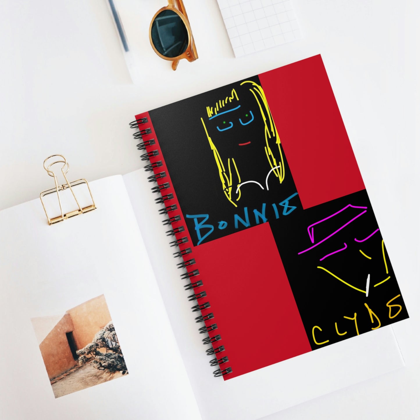 Bonnie and Clyde- Spiral Notebook - Ruled Line- Black & Red